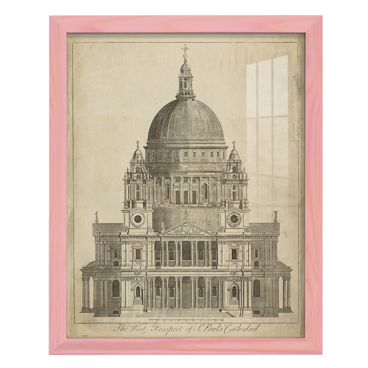 St. Paul's Cathedral -Framed Print w/glass-Sunset Pink