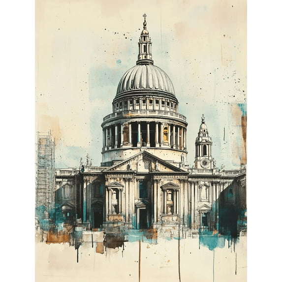 St Paul's Cathedral London Canvas Print/Wall Art, Suitable for Living Room, Bedroom, Office, Study, and Hotel Decoration.