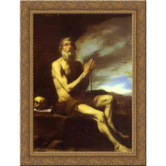 St. Paul the Hermit 20x24 Gold Ornate Wood Framed Canvas Art by Ribera, Jusepe de