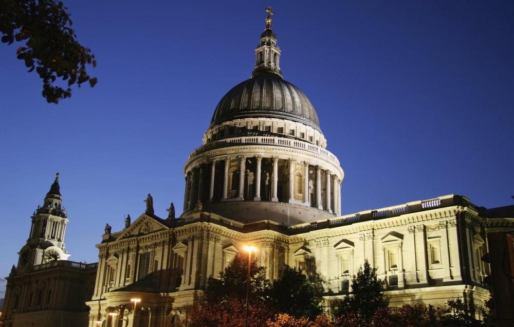 St Pauls Cathedral At Dusk Exterior Canvas Art - Mark Thomas Design Pics (19 x 12)