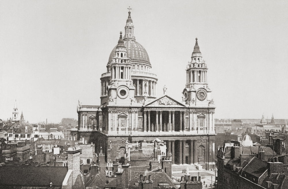 St Pauls Cathedral London England In The Late 19Th Century From London Historic And Social Published 1902 Canvas Art - Ken Welsh Design Pics (19 x 12)