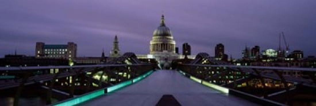 St Pauls Cathedral London Millennium Footbridge England Canvas Art - Panoramic Images (36 x 12)
