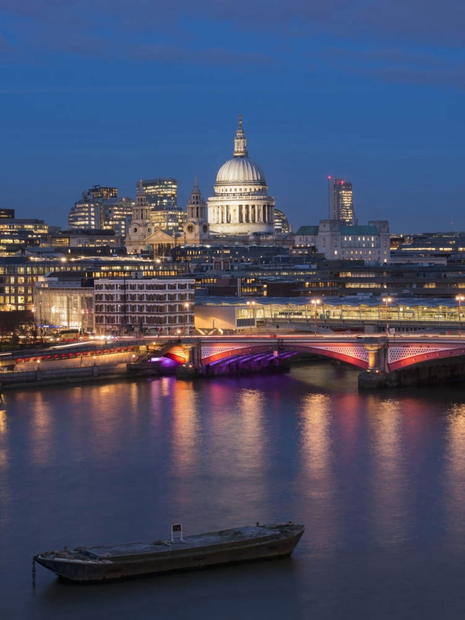 St Pauls Cathedral and Blackfriars London England Canvas Art - Charles Bowman Design Pics (13 x 17)