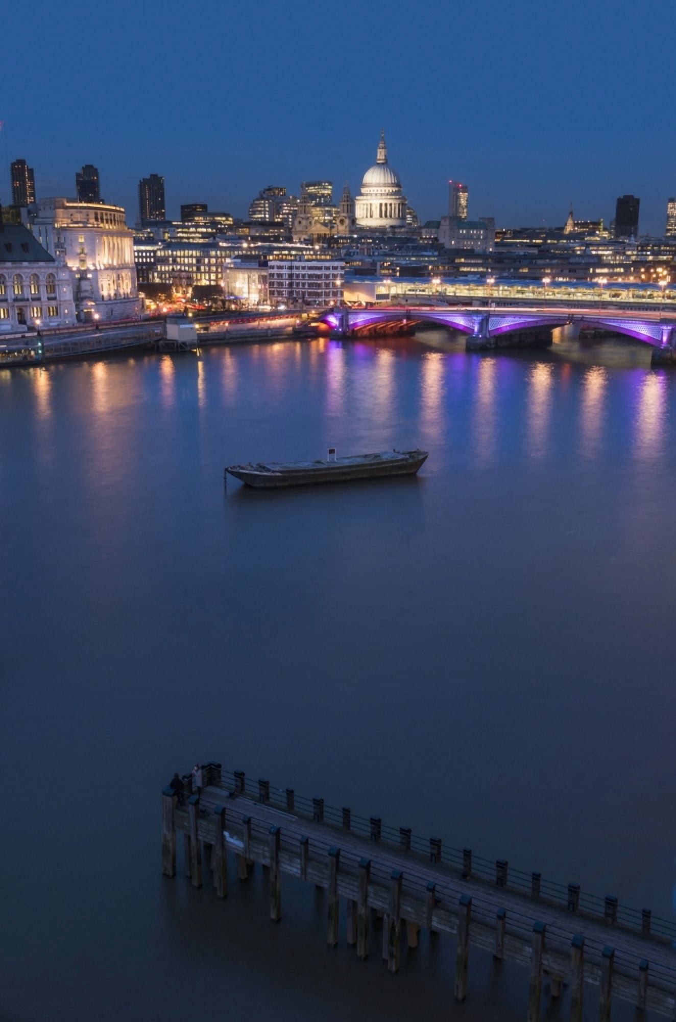 St Pauls Cathedral and Blackfriars London England Canvas Art - Charles Bowman Design Pics (24 x 38)