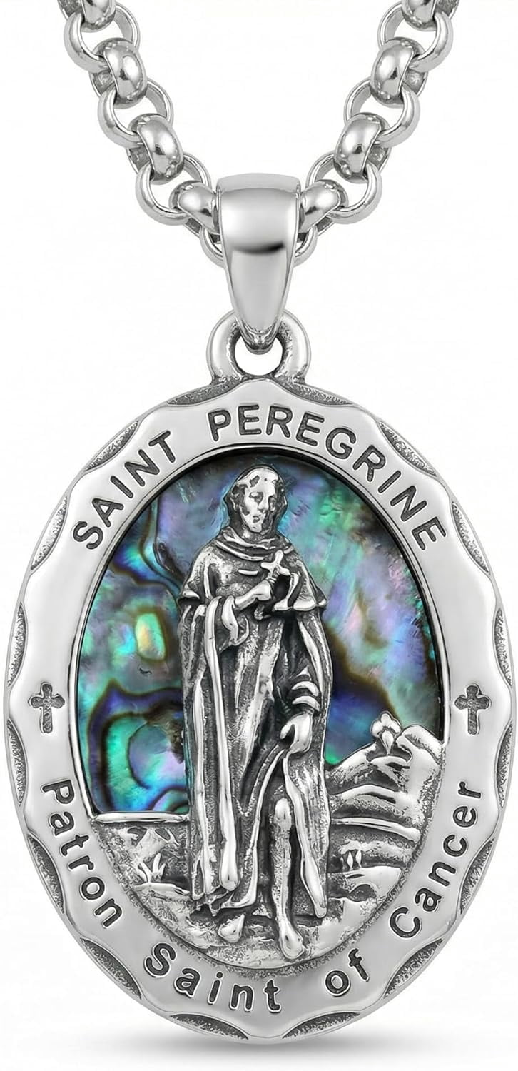 St Peregrine Necklace Sterling Silver Saint Peregrine Patron Saint of ...