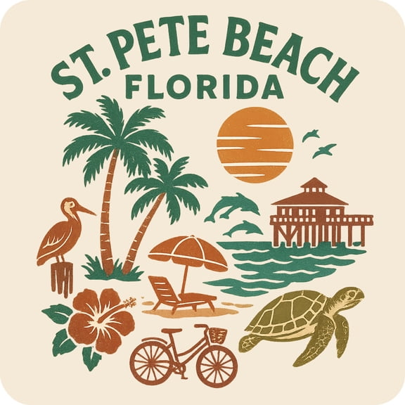 St. Pete Beach Florida Keepsakes Souvenir Vinyl Sticker – Destination Travel Keepsake Collectible (4-Inches Wide)