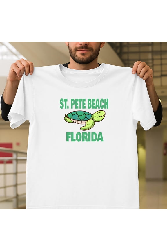 St. Pete Beach Florida Sea Turtle Ocean Lover, Coastal Souvenir V50280, for Men and Women, up to Size 5XL
