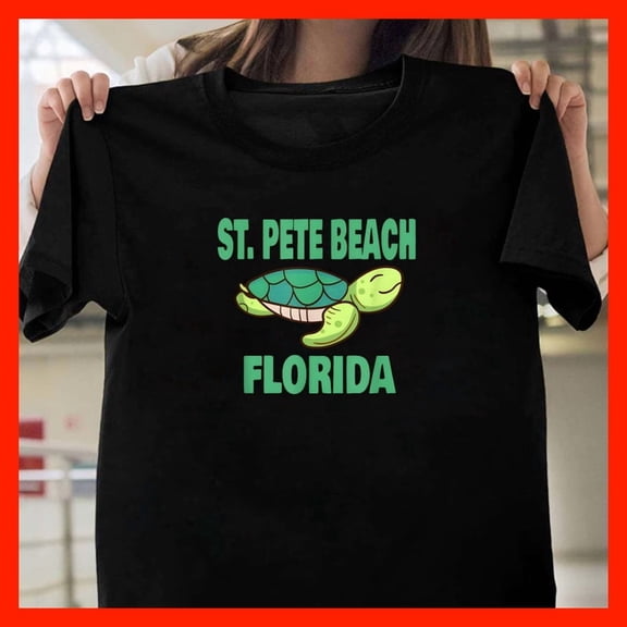 St. Pete Beach Florida Turtle T-Shirt Cute Sea Turtle Vacation Souvenir Tee T358, Softstyle for Unisex, Extended Sizes Up to 5XL