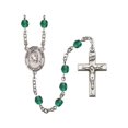 thumbnail image 1 of St. Peter Claver Silver-Plated Rosary 6mm December Blue Fire Polished Beads Crucifix Size 1 3/8 x 3/4 medal charm, 1 of 1