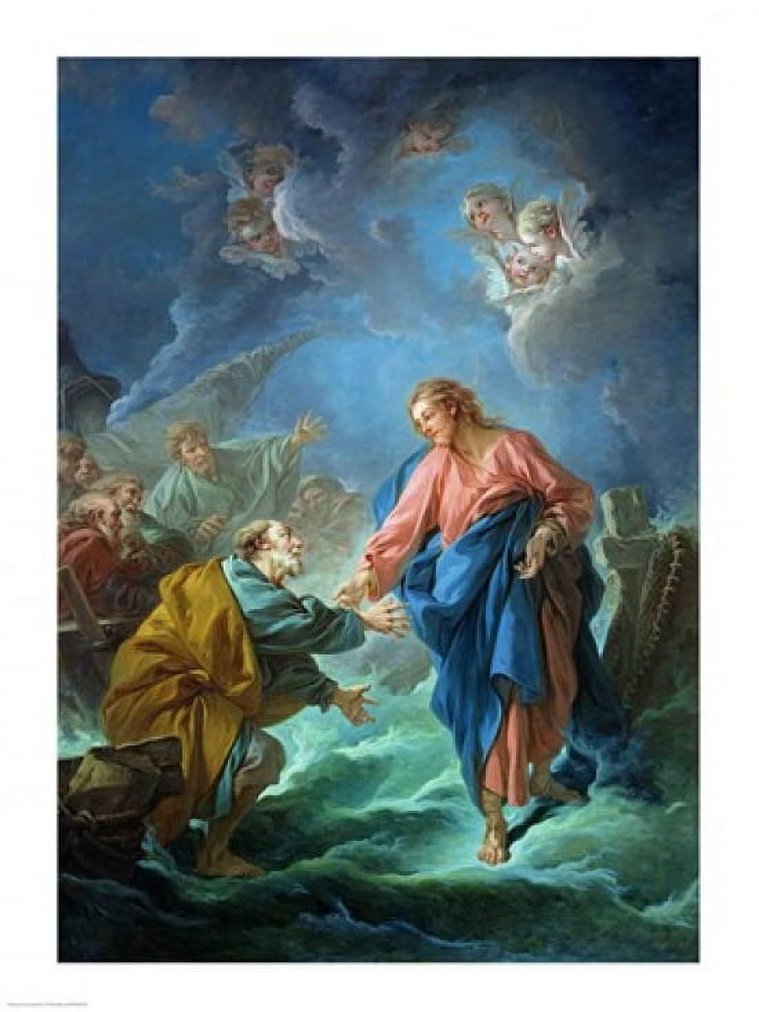 St Peter Invited to Walk on the Water Canvas Art - Francois Boucher (18 x 24)