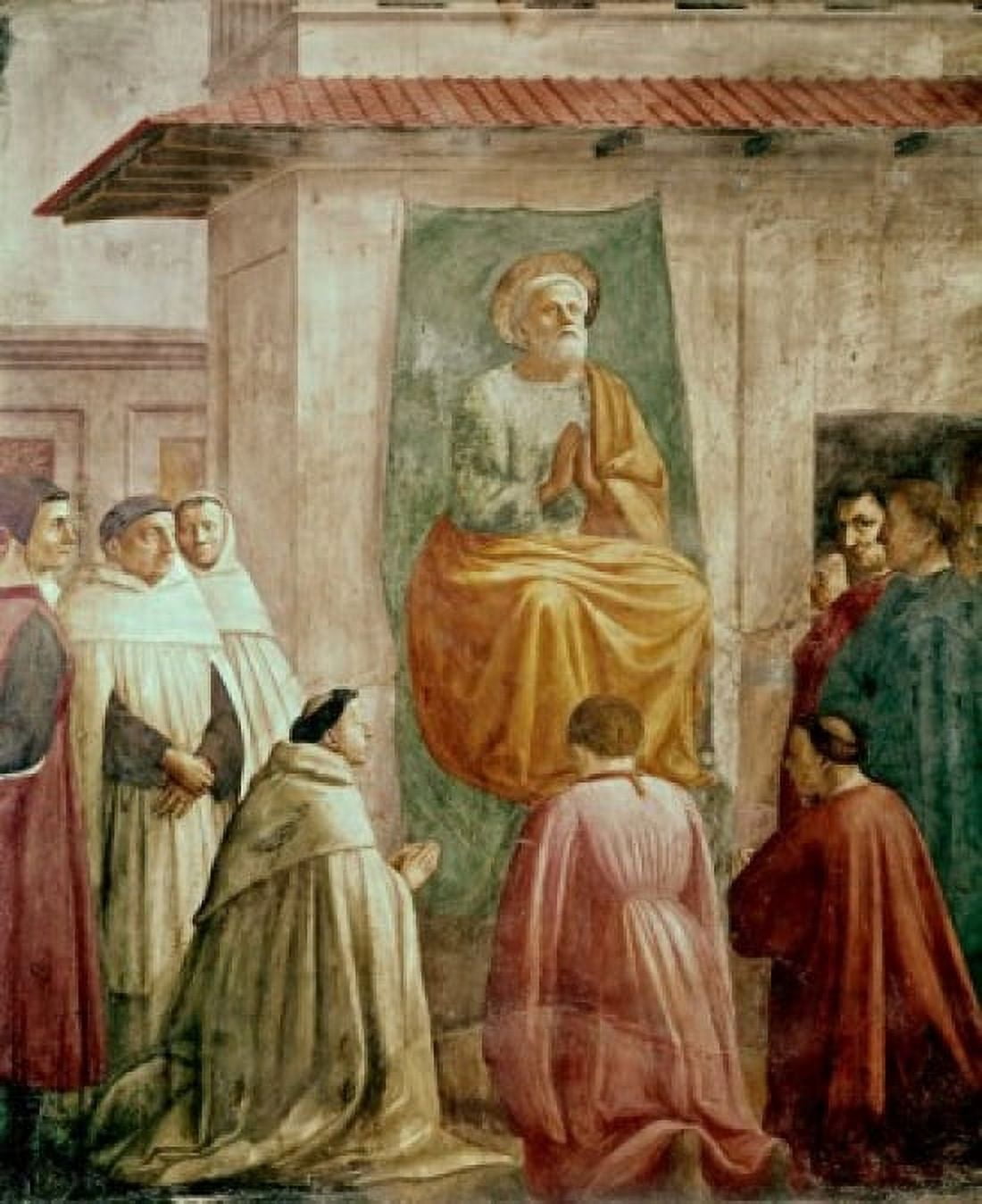 St Peter In The Teachers Chair (From The Life Of St Peter Cycle) 1425-28 Masaccio (1401-1428 Italian) Fresco Cappella Brancacci Santa Maria del Carmine Florence Italy Canvas Art - Masaccio (24 x 36)