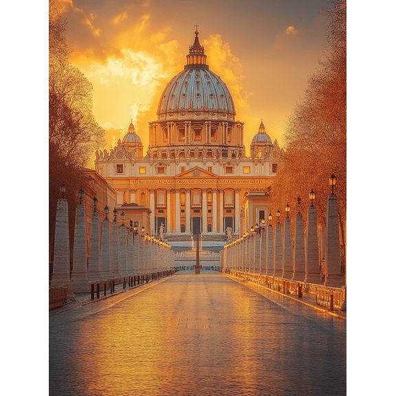 St Peter's Basilica Sunset Canvas Print/Wall Art Perfect for Living Room Hallway and Dining Room Decoration