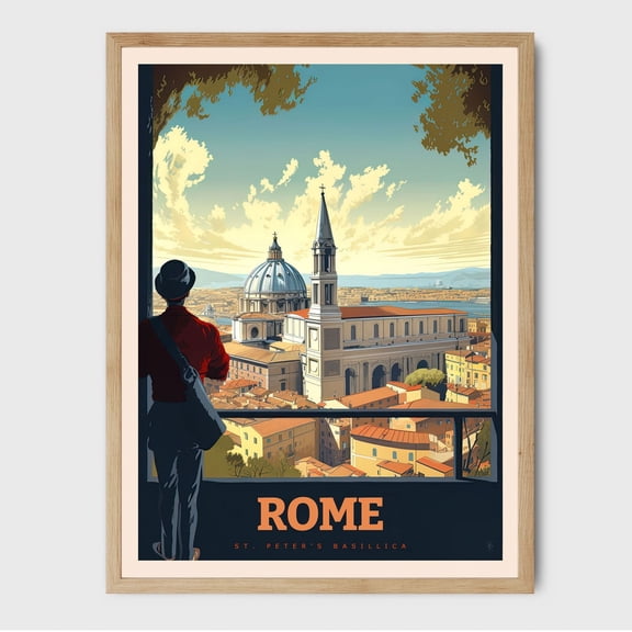 St Peters Basilica Rome Italy City Travel Wall Art, Unframed Paper Poster 8x10in