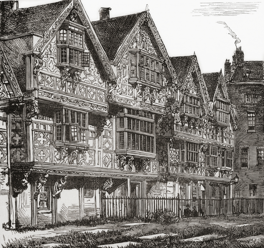St Peters Hospital Bristol England in the 19th century before its destruction in the Bristol Blitz of 1940 From Cities of the World published c1893 Canvas Art - Ken Welsh Design Pics (28 x 26)