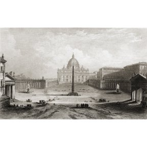 St Peters Rome Italy Drawn By G Piranesi Engraved By Roberts Canvas Art - Ken Welsh Design Pics (19 x 12)
