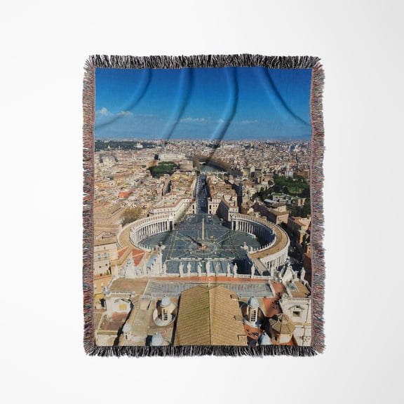 St. Peters Square Seen From The Dome Of St. Peters Basilica In Rome, Woven Blanket