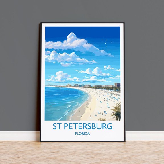 St Petersburg Florida Wall Art Print, Beach City Travel And Coastal Home Decor