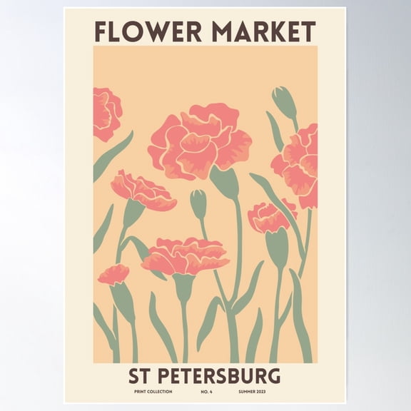 St. Petersburg Flower Market Art Poster Wall Art, Modern Wall Decor For Living Room Bedroom, 12x18 UNFRAMED
