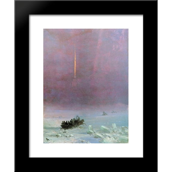 St. Petersburg. The ferry across the river 20x24 Framed Art Print by Aivazovs...