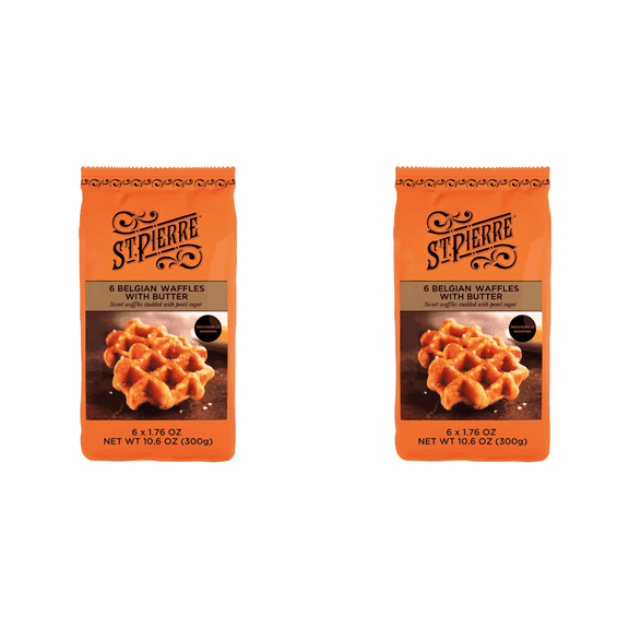 St. Pierre Belgian Waffles with Butter, 6 ct pack of 2, Belgian Waffles with Butter, St. Pierre Waffles, Sweet Waffles, Breakfast Waffles, Pack of 2