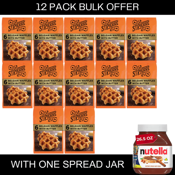 St Pierre Butter Brioche Waffles, 6 packs, Belgian Waffles, 10.6 oz Bag