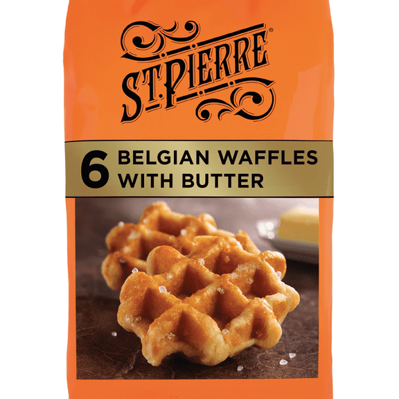 St Pierre Butter Brioche Waffles, 6 packs, Belgian Waffles, 10.6 oz Bag