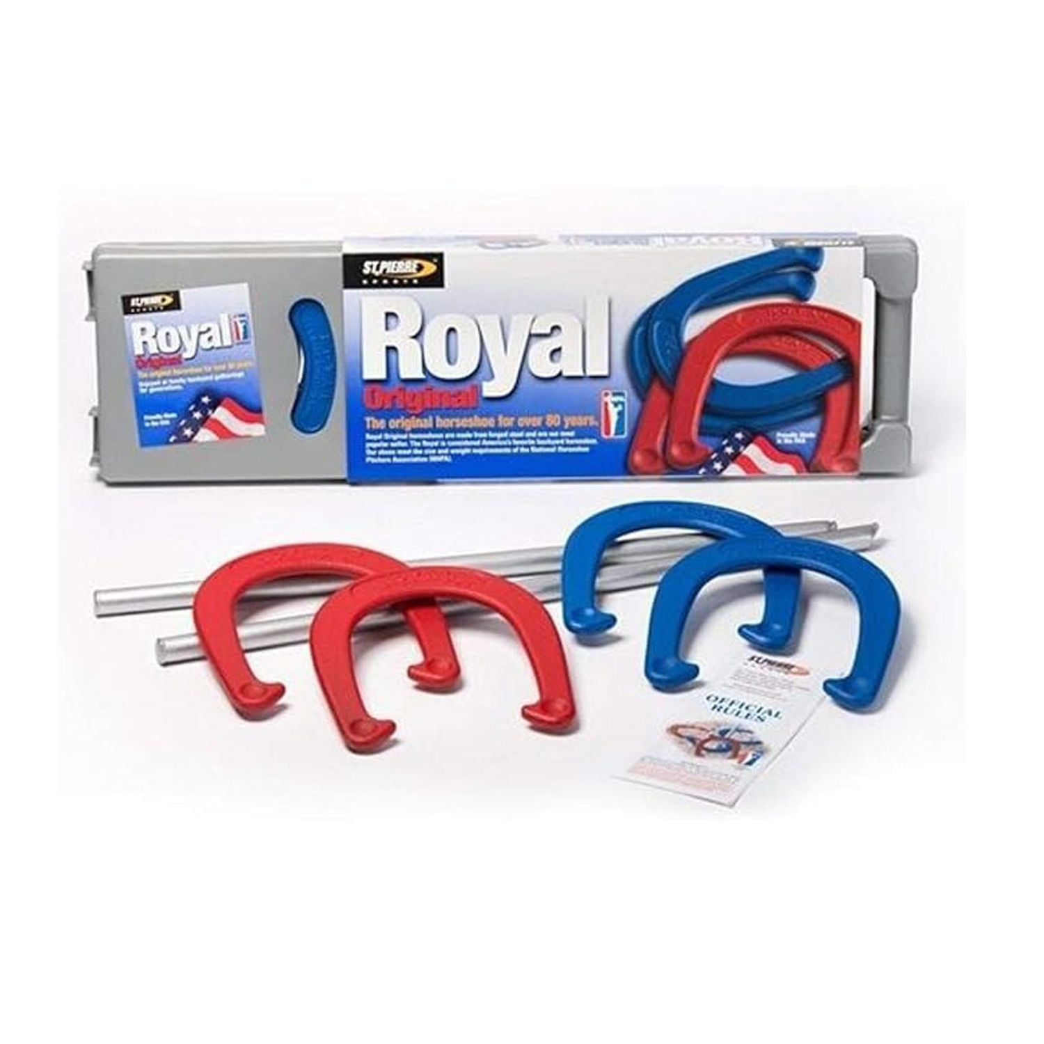 ST. PIERRE MANUFACTURER St. Pierre Royal Classic Horseshoes Set with 4 Horseshoes, 2 Steel Stakes, and Rule Book