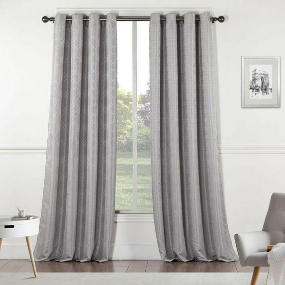 St Pierre Solid Textured Design 54" x 84" Single Window Panel in Silver