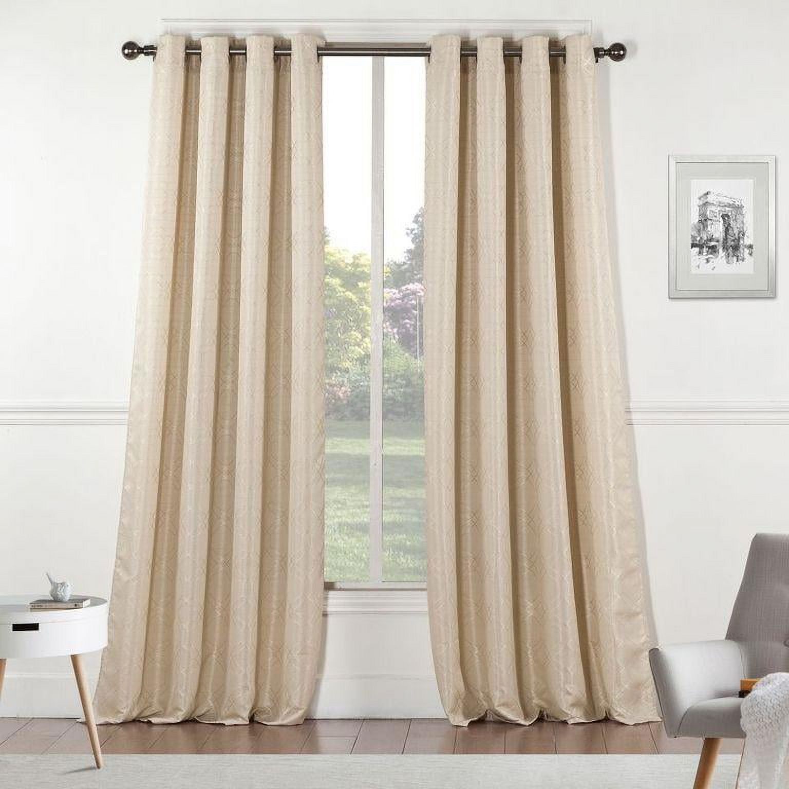 St Pierre Solid Textured Design 54" x 84" Single Window Panel in Taupe