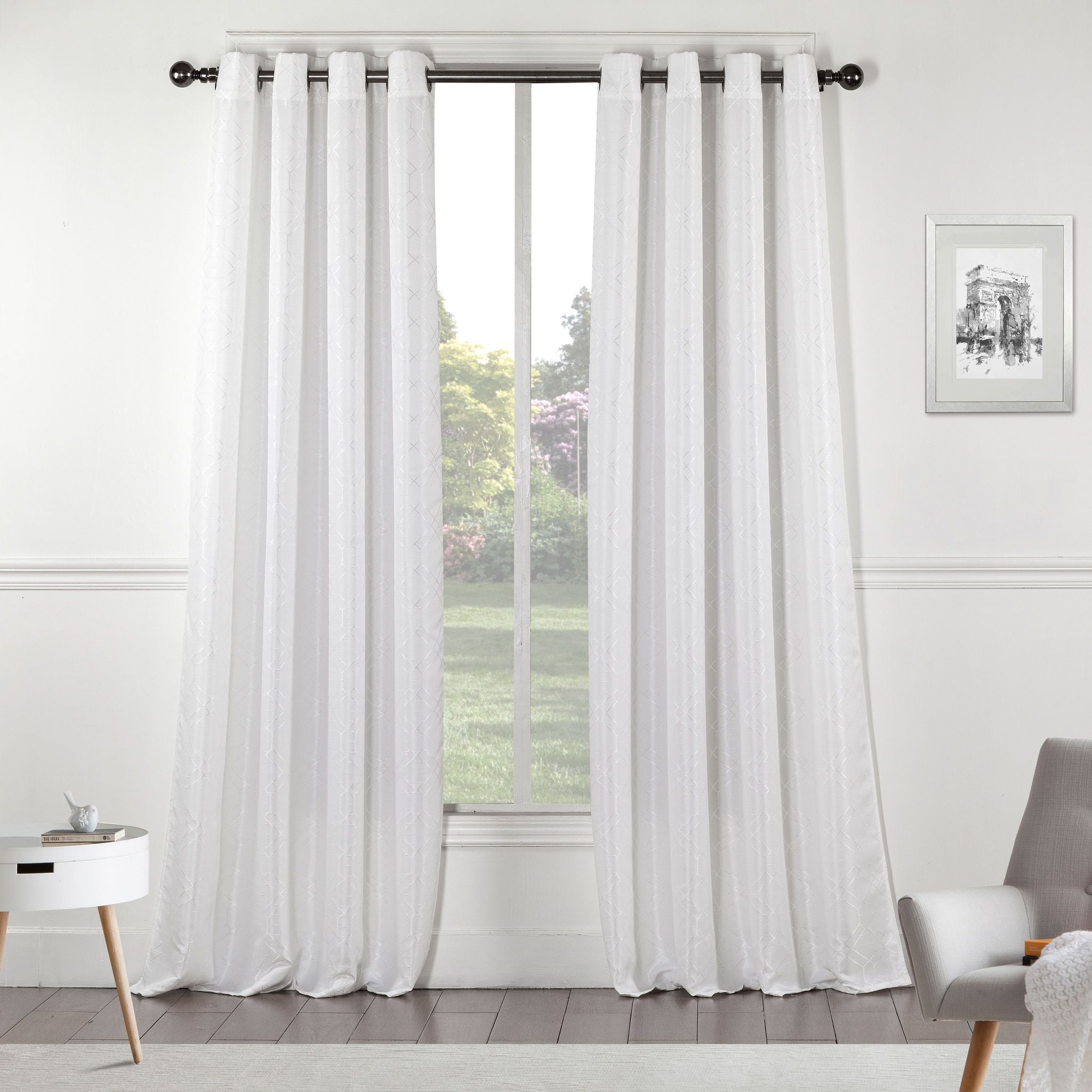 St Pierre Solid Textured Design 54" x 84" Single Window Panel in White