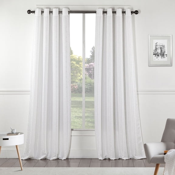 St Pierre Solid Textured Design 54" x 84" Single Window Panel in White