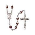 thumbnail image 1 of St. Pius X Silver-Plated Rosary 7mm January Red Lock Link Aurora Borealis Beads Crucifix Size 1 3/4 x 1 medal charm, 1 of 1