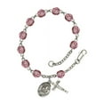 thumbnail image 1 of St. Polycarp of Smyrna Silver Plate Rosary Bracelet 6mm February Purple Fire Polished Beads Crucifix Size 5/8 x 1/4 medal, 1 of 1