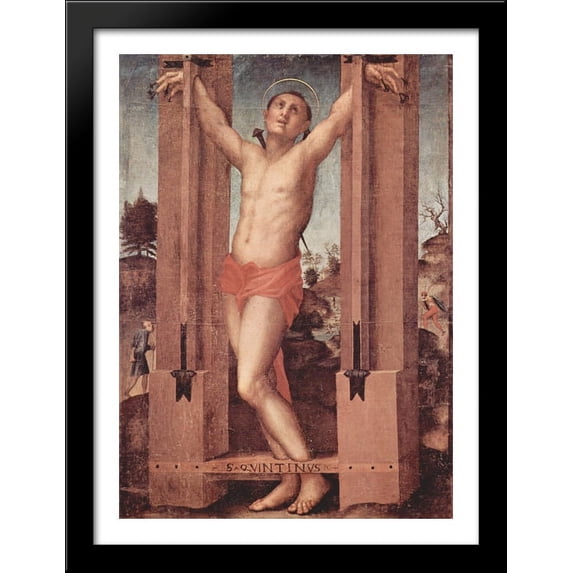 St. Quintinus 28x38 Large Black Wood Framed Print Art by Jacopo Pontormo