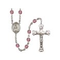 thumbnail image 1 of St. Rachel Silver-Plated Rosary 6mm February Purple Fire Polished Beads Crucifix Size 1 5/8 x 1 medal charm, 1 of 1