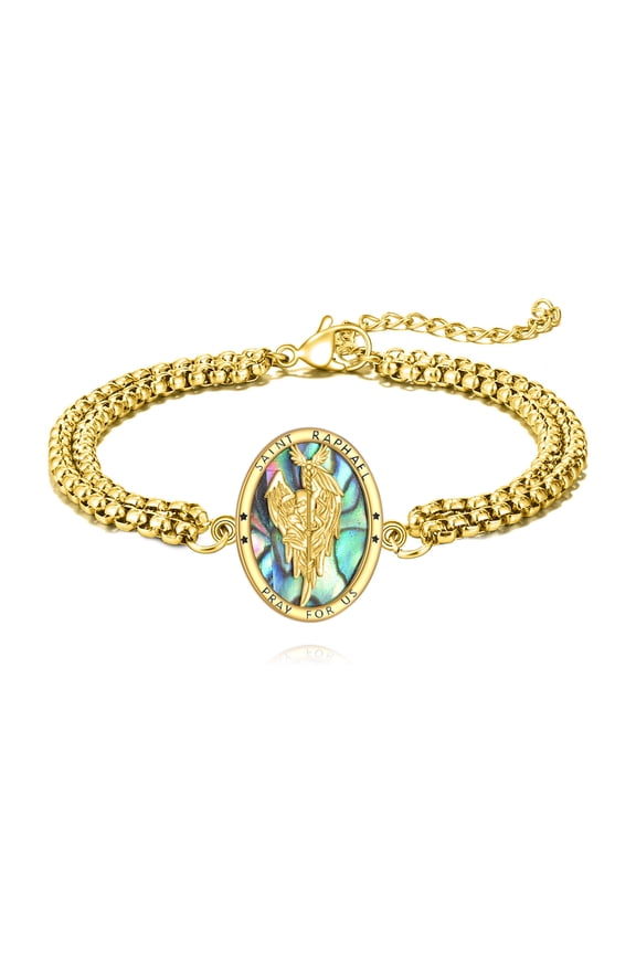 St Raphael Bracelet Men 925 Sterling Saint Raphael Bracelet Archangel Raphael Catholic Jewelry Gifts for Men Women