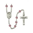 thumbnail image 1 of St. Raphael the Archangel Silver-Plated Rosary 6mm February Purple Fire Polished Beads Crucifix Size 1 3/8 x 3/4 medal charm, 1 of 1