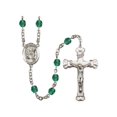 thumbnail image 1 of St. Raymond Nonnatus Silver-Plated Rosary 6mm December Blue Fire Polished Beads Crucifix Size 1 5/8 x 1 medal charm, 1 of 1
