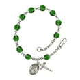 thumbnail image 1 of St. Remigius of Reims Silver Plate Rosary Bracelet 6mm May Green Fire Polished Beads Crucifix Size 5/8 x 1/4 medal charm, 1 of 1