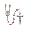 thumbnail image 1 of St. Rene Goupil Silver-Plated Rosary 6mm February Purple Fire Polished Beads Crucifix Size 1 5/8 x 1 medal charm, 1 of 1
