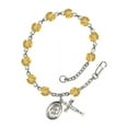 thumbnail image 1 of St. Rita / Baseball Silver Plate Rosary Bracelet 6mm November Yellow Fire Polished Beads Crucifix Size 5/8 x 1/4 medal charm, 1 of 1