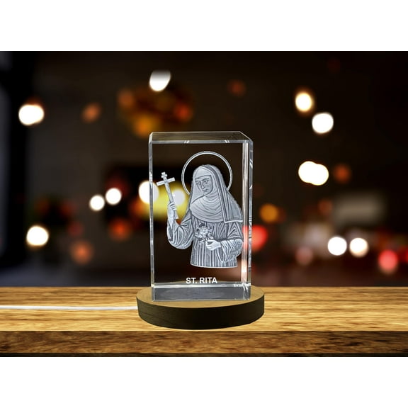 St. Rita | Patron Saint of Impossible Causes Gift | Religious 3D Engraved Crystal
