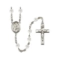 thumbnail image 1 of St. Rita of Cascia Silver-Plated Rosary 6mm April Crystal Fire Polished Beads Crucifix Size 1 3/8 x 3/4 medal charm, 1 of 1