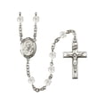 thumbnail image 1 of St. Robert Bellarmine Silver-Plated Rosary 6mm April Crystal Fire Polished Beads Crucifix Size 1 3/8 x 3/4 medal charm, 1 of 1