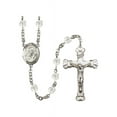 thumbnail image 1 of St. Robert Bellarmine Silver-Plated Rosary 6mm April Crystal Fire Polished Beads Crucifix Size 1 5/8 x 1 medal charm, 1 of 1