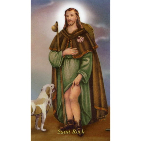 St. Roch - Prayer - Relic Laminated holy card - Blessed by Pope Francis