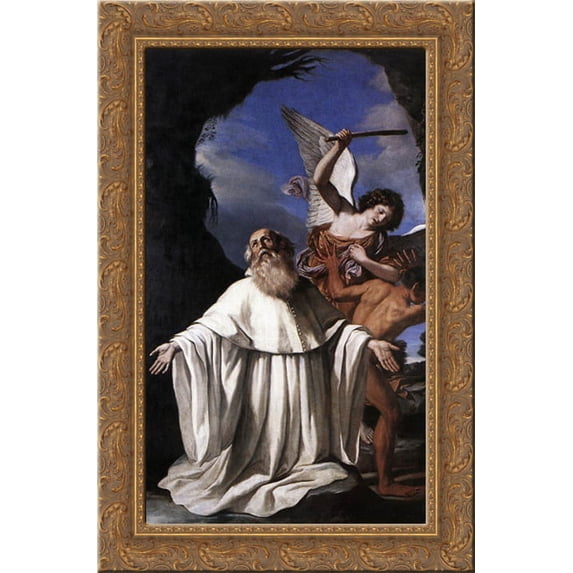 St Romuald 18x24 Gold Ornate Wood Framed Canvas Art by Guercino