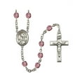 thumbnail image 1 of St. Rose of Lima Silver-Plated Rosary 6mm February Purple Fire Polished Beads Crucifix Size 1 3/8 x 3/4 medal charm, 1 of 1