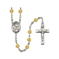 thumbnail image 1 of St. Rose of Lima Silver-Plated Rosary 6mm November Yellow Fire Polished Beads Crucifix Size 1 3/8 x 3/4 medal charm, 1 of 1