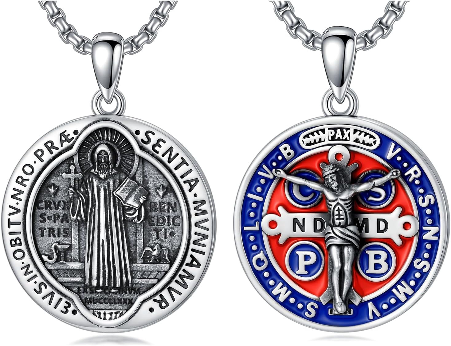 St Saint Benedict Medals 925 Sterling Silver San Benito Medalla Pendant ...